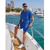 image:imageCOOFANDY Mens 2 Pieces Outfits Casual Quarter Zip Polo Shirt and Shorts Set Athletic Jogging Summer TracksuitRoyal Blue
