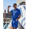 image:imageCOOFANDY Mens 2 Pieces Outfits Casual Quarter Zip Polo Shirt and Shorts Set Athletic Jogging Summer TracksuitRoyal Blue