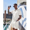 image:imageCOOFANDY Mens 2 Pieces Outfits Casual Quarter Zip Polo Shirt and Shorts Set Athletic Jogging Summer TracksuitWhite