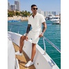 image:imageCOOFANDY Mens 2 Pieces Outfits Casual Quarter Zip Polo Shirt and Shorts Set Athletic Jogging Summer TracksuitWhite