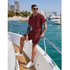image:imageCOOFANDY Mens 2 Pieces Outfits Casual Quarter Zip Polo Shirt and Shorts Set Athletic Jogging Summer TracksuitWine Red