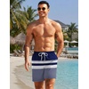 image:imageCOOFANDY Mens 7 Swim Trunks with Compression Liner Quick Dry 2 in 1 Bathing Suit Beach Swimwear Board Shorts with PocketsBblue White Stripes