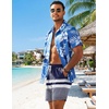 image:imageCOOFANDY Mens 7 Swim Trunks with Compression Liner Quick Dry 2 in 1 Bathing Suit Beach Swimwear Board Shorts with PocketsBblue White Stripes