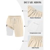 image:imageCOOFANDY Mens 7 Swim Trunks with Compression Liner Quick Dry 2 in 1 Bathing Suit Beach Swimwear Board Shorts with PocketsBeige