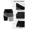 image:imageCOOFANDY Mens 7 Swim Trunks with Compression Liner Quick Dry 2 in 1 Bathing Suit Beach Swimwear Board Shorts with PocketsBlack Gray White Stripes