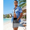 image:imageCOOFANDY Mens 7 Swim Trunks with Compression Liner Quick Dry 2 in 1 Bathing Suit Beach Swimwear Board Shorts with PocketsBlack Gray White Stripes