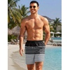 image:imageCOOFANDY Mens 7 Swim Trunks with Compression Liner Quick Dry 2 in 1 Bathing Suit Beach Swimwear Board Shorts with PocketsBlack Gray White Stripes