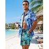 image:imageCOOFANDY Mens 7 Swim Trunks with Compression Liner Quick Dry 2 in 1 Bathing Suit Beach Swimwear Board Shorts with PocketsGreen Coconut Trees
