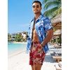 image:imageCOOFANDY Mens 7 Swim Trunks with Compression Liner Quick Dry 2 in 1 Bathing Suit Beach Swimwear Board Shorts with PocketsRed Leaves