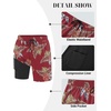 image:imageCOOFANDY Mens 7 Swim Trunks with Compression Liner Quick Dry 2 in 1 Bathing Suit Beach Swimwear Board Shorts with PocketsRed Leaves