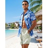 image:imageCOOFANDY Mens 7 Swim Trunks with Compression Liner Quick Dry 2 in 1 Bathing Suit Beach Swimwear Board Shorts with PocketsWhite Leaves