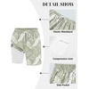 image:imageCOOFANDY Mens 7 Swim Trunks with Compression Liner Quick Dry 2 in 1 Bathing Suit Beach Swimwear Board Shorts with PocketsWhite Leaves