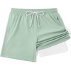 image:imageCOOFANDY Mens 7 Swim Trunks with Compression Liner Stretch Swimming Shorts with Zipper PocketsMint Green
