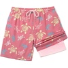 image:imageCOOFANDY Mens 7 Swim Trunks with Compression Liner Stretch Swimming Shorts with Zipper PocketsPink  Turtles