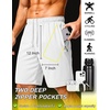 image:imageCOOFANDY Mens Athletic Running Shorts 7 9 Lightweight Quick Dry Drawstring Mesh Gym Shorts with Zipper PocketsWhite