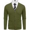 image:imageCOOFANDY Mens Cardigan Sweater Long Sleeve Lightweight Casual V Neck Button Down Knitted Sweater with PocketsArmy Green