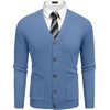image:imageCOOFANDY Mens Cardigan Sweater Long Sleeve Lightweight Casual V Neck Button Down Knitted Sweater with PocketsBlue