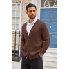 image:imageCOOFANDY Mens Cardigan Sweater Long Sleeve Lightweight Casual V Neck Button Down Knitted Sweater with PocketsBrown