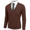 image:imageCOOFANDY Mens Cardigan Sweater Long Sleeve Lightweight Casual V Neck Button Down Knitted Sweater with PocketsBrown