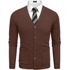 image:imageCOOFANDY Mens Cardigan Sweater Long Sleeve Lightweight Casual V Neck Button Down Knitted Sweater with PocketsBrown