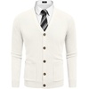 image:imageCOOFANDY Mens Cardigan Sweater Long Sleeve Lightweight Casual V Neck Button Down Knitted Sweater with PocketsIvory