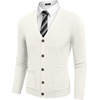 image:imageCOOFANDY Mens Cardigan Sweater Long Sleeve Lightweight Casual V Neck Button Down Knitted Sweater with PocketsIvory
