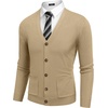 image:imageCOOFANDY Mens Cardigan Sweater Long Sleeve Lightweight Casual V Neck Button Down Knitted Sweater with PocketsKhaki