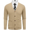 image:imageCOOFANDY Mens Cardigan Sweater Long Sleeve Lightweight Casual V Neck Button Down Knitted Sweater with PocketsKhaki