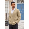 image:imageCOOFANDY Mens Cardigan Sweater Long Sleeve Lightweight Casual V Neck Button Down Knitted Sweater with PocketsKhaki