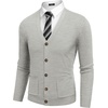 image:imageCOOFANDY Mens Cardigan Sweater Long Sleeve Lightweight Casual V Neck Button Down Knitted Sweater with PocketsLight Grey