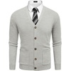 image:imageCOOFANDY Mens Cardigan Sweater Long Sleeve Lightweight Casual V Neck Button Down Knitted Sweater with PocketsLight Grey