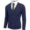 image:imageCOOFANDY Mens Cardigan Sweater Long Sleeve Lightweight Casual V Neck Button Down Knitted Sweater with PocketsNavy Blue