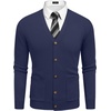 image:imageCOOFANDY Mens Cardigan Sweater Long Sleeve Lightweight Casual V Neck Button Down Knitted Sweater with PocketsNavy Blue