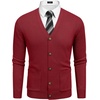 image:imageCOOFANDY Mens Cardigan Sweater Long Sleeve Lightweight Casual V Neck Button Down Knitted Sweater with PocketsWine Red