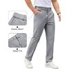 image:imageCOOFANDY Mens Casual Chino Pants Elastic Waist Lightweight Trousers ClassicFit Business Dress Pants with PocketsLight Grey