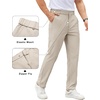 image:imageCOOFANDY Mens Casual Chino Pants Elastic Waist Lightweight Trousers ClassicFit Business Dress Pants with PocketsLight Khaki