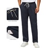 image:imageCOOFANDY Mens Casual Chino Pants Relaxed Fit Drawstring Elastic Waist Lightweight Pant Twill Pleated TrousersNavy Blue