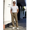 image:imageCOOFANDY Mens Casual Cotton Pants Regular Fit Elastic Waist Drawstring Twill Pants Straight Leg Chino PantsBrown