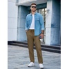 image:imageCOOFANDY Mens Casual Cotton Pants Regular Fit Elastic Waist Drawstring Twill Pants Straight Leg Chino PantsBrown