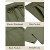image:imageCOOFANDY Mens Casual Cotton Pants Regular Fit Elastic Waist Drawstring Twill Pants Straight Leg Chino PantsDark Green