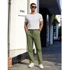 image:imageCOOFANDY Mens Casual Cotton Pants Regular Fit Elastic Waist Drawstring Twill Pants Straight Leg Chino PantsDark Green