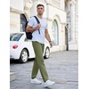 image:imageCOOFANDY Mens Casual Cotton Pants Regular Fit Elastic Waist Drawstring Twill Pants Straight Leg Chino PantsDark Green