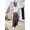 image:imageCOOFANDY Mens Casual Cotton Pants Regular Fit Elastic Waist Drawstring Twill Pants Straight Leg Chino PantsDark Grey
