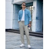 image:imageCOOFANDY Mens Casual Cotton Pants Regular Fit Elastic Waist Drawstring Twill Pants Straight Leg Chino PantsLight Grey