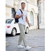 image:imageCOOFANDY Mens Casual Cotton Pants Regular Fit Elastic Waist Drawstring Twill Pants Straight Leg Chino PantsLight Grey