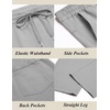image:imageCOOFANDY Mens Casual Cotton Pants Regular Fit Elastic Waist Drawstring Twill Pants Straight Leg Chino PantsLight Grey