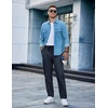 image:imageCOOFANDY Mens Casual Cotton Pants Regular Fit Elastic Waist Drawstring Twill Pants Straight Leg Chino PantsNavy Blue