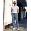 image:imageCOOFANDY Mens Casual Cotton Pants Regular Fit Elastic Waist Drawstring Twill Pants Straight Leg Chino PantsSlate Blue