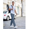 image:imageCOOFANDY Mens Casual Cotton Pants Regular Fit Elastic Waist Drawstring Twill Pants Straight Leg Chino PantsSlate Blue