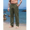 image:imageCOOFANDY Mens Casual Linen Pants Elastic Waist Drawstring Yoga Beach Pants Lightweight Loose Fit Trousers with PocketsArmy Green